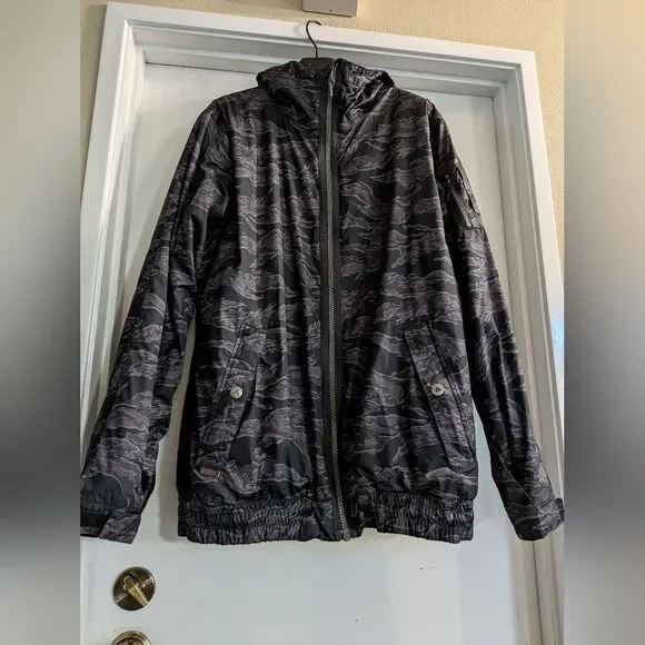 Burton Men's Camouflage Tiger Stripe Hooded Snowboarding Full Zip Jacket Medium - Picture 3 of 6